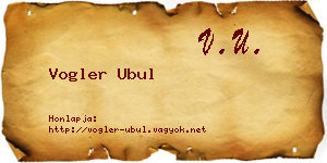 Vogler Ubul névjegykártya